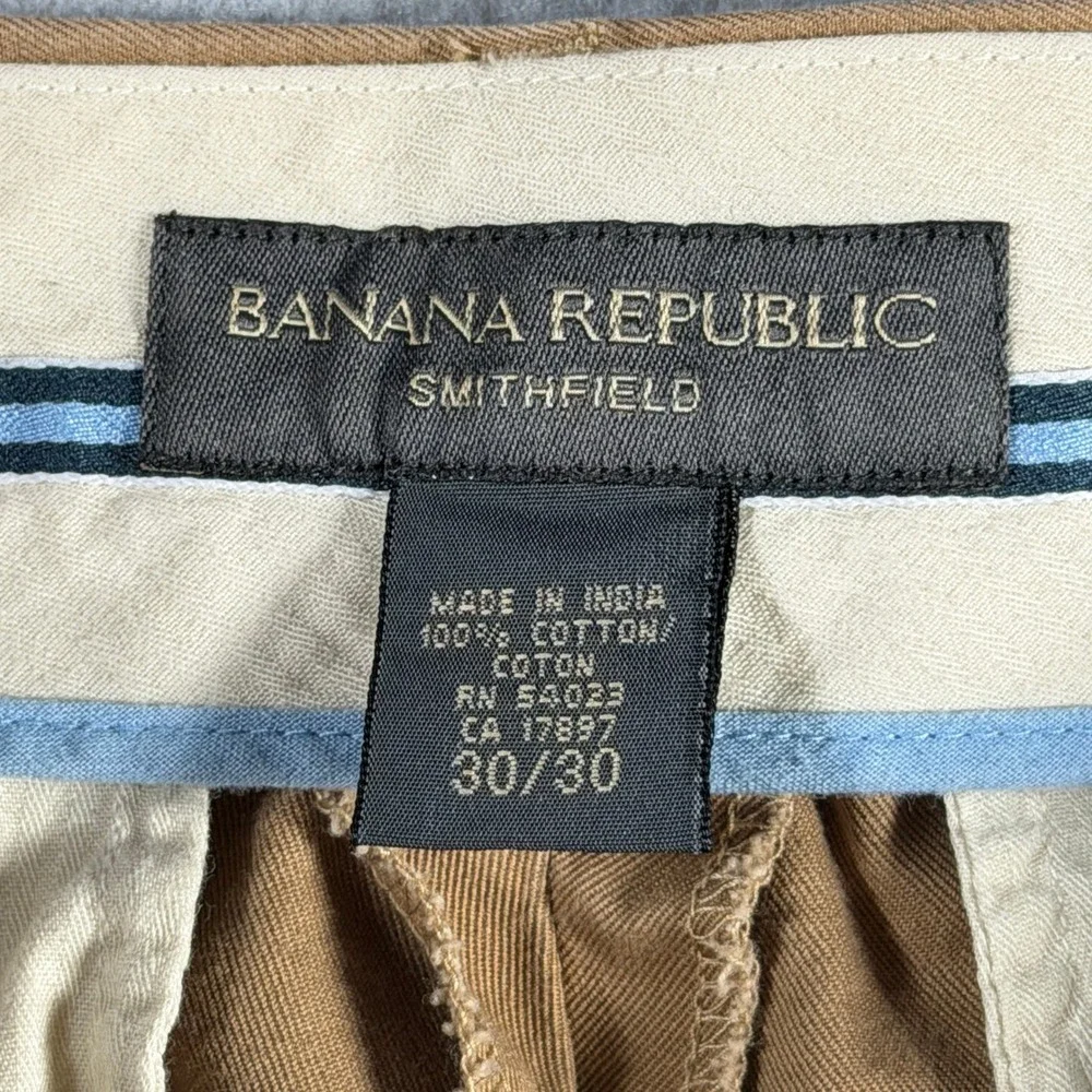 Banana Republic Smithfield Mens Tan Pleated Cotton Chino Pants 30x30 136459-07